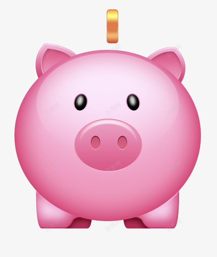 小猪和金币图png免抠素材_新图网 https://ixintu.com 储蓄罐 小猪 粉色 金币 钱