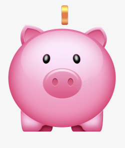 粉色储蓄罐小猪和金币图高清图片
