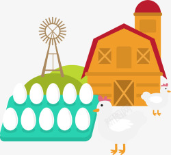 鸡场养鸡场鸡蛋矢量图高清图片