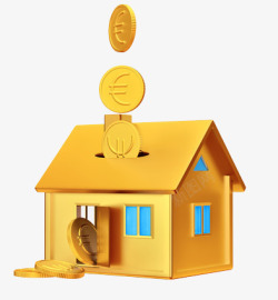 钱符号矢量房子里的金币高清图片