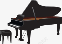 黑色椅子高档钢琴矢量图高清图片