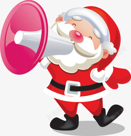 拿着红色喇叭的圣诞老人png免抠素材_新图网 https://ixintu.com 喇叭 圣诞老人 红色