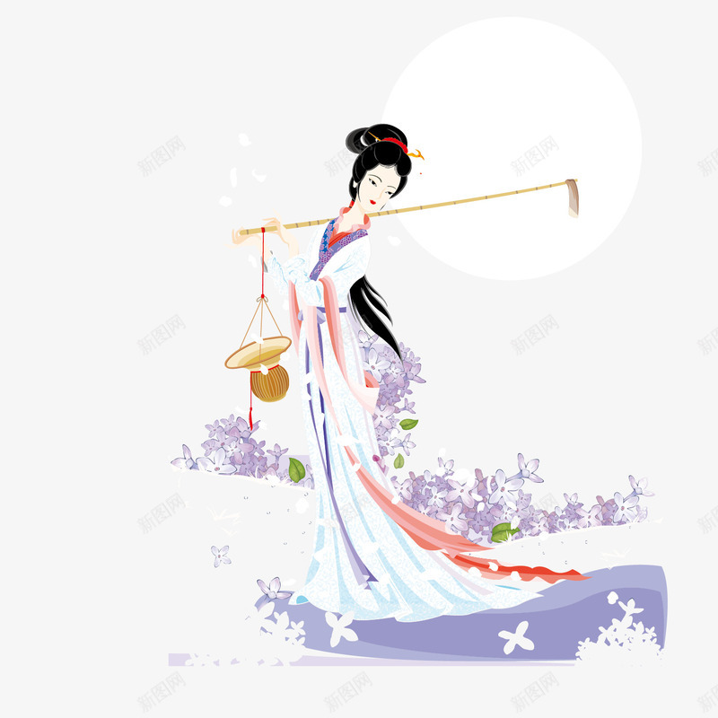 黛玉葬花插图png免抠素材_新图网 https://ixintu.com 古代 古代人物插画 古装 古装服饰 红楼梦 黛玉葬花