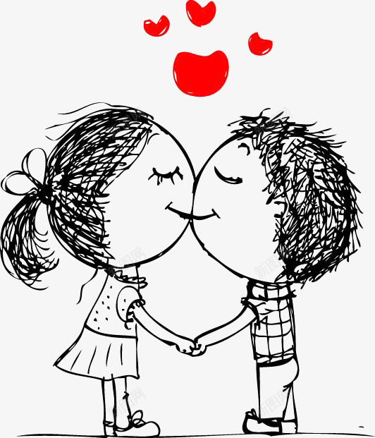 接吻的情侣png免抠素材_新图网 https://ixintu.com 接吻的情侣 甜蜜的心心 简笔手绘 装饰