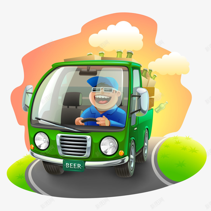 卡通货车装饰图案png免抠素材_新图网 https://ixintu.com 公路货车 卡通图案 拉货的车 货车