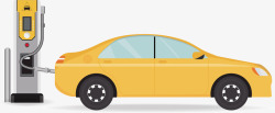 黄色汽车加油矢量图素材