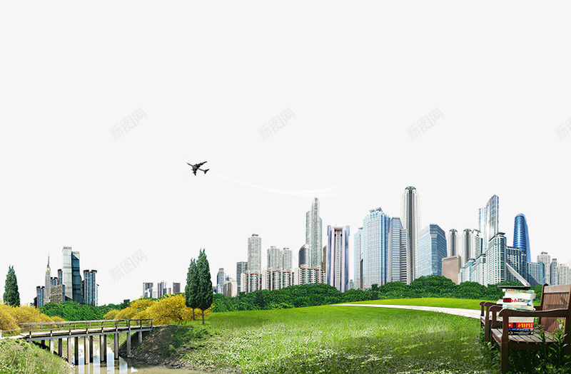 城市建设png免抠素材_新图网 https://ixintu.com 城市 城市建设 广告设计 房地产 房子 草地 道路
