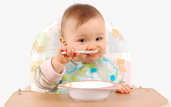 妈妈喂宝宝食物宝宝自己吃饭高清图片