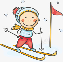 滑雪儿童入冬矢量图素材