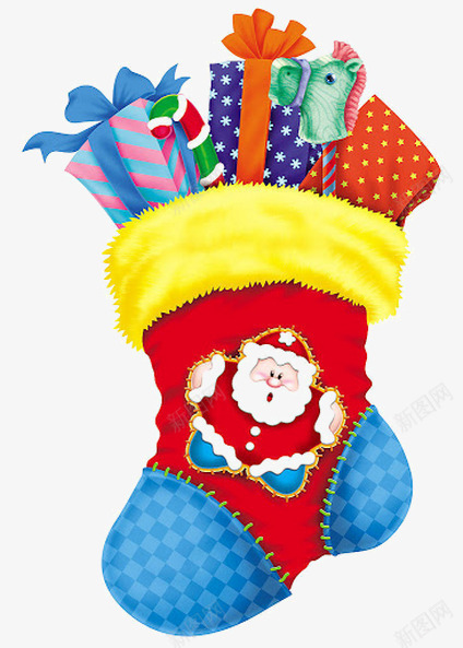 卡通红色袜子圣诞老人礼物盒png免抠素材_新图网 https://ixintu.com 卡通手绘 圣诞老人 礼物盒 红色袜子