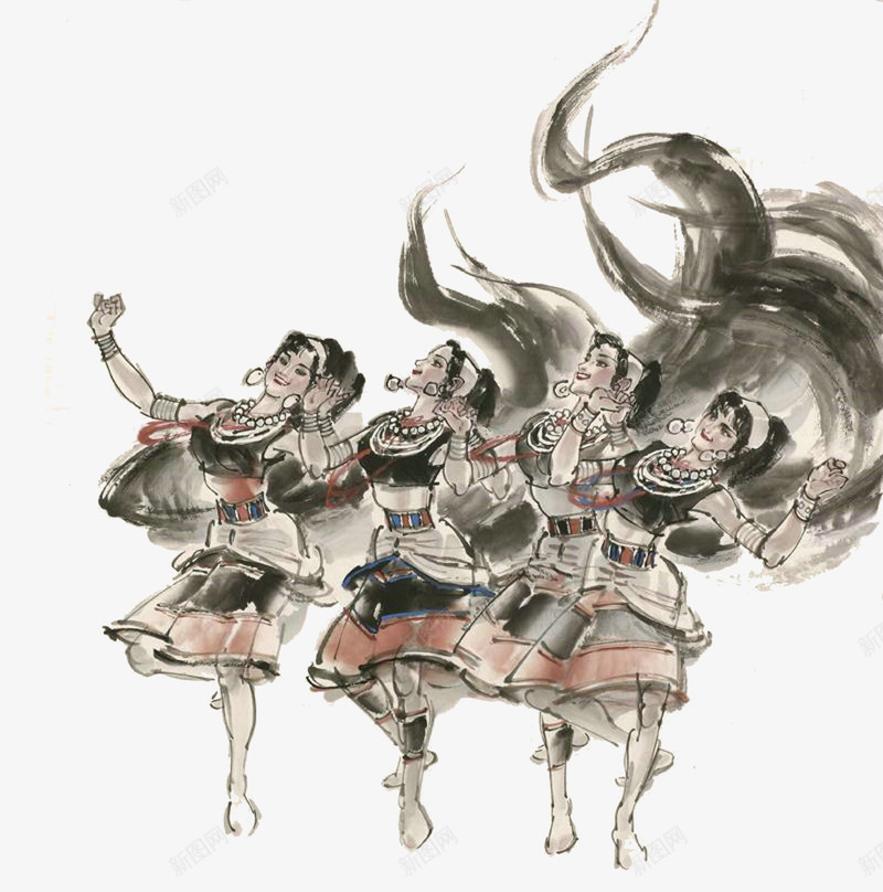 少数民族的甩发舞png免抠素材_新图网 https://ixintu.com 传统 少女 民族舞 跳舞
