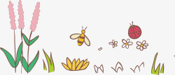 蜜蜂花草花草蜜蜂矢量图高清图片