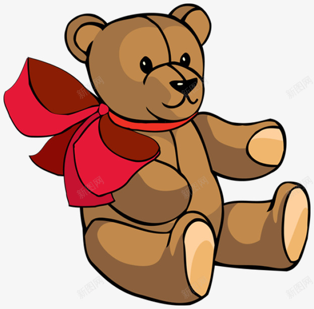 可爱玩具熊png免抠素材_新图网 https://ixintu.com 卡通 卡通小熊 可爱 小熊 红色 红色蝴蝶结 蝴蝶结
