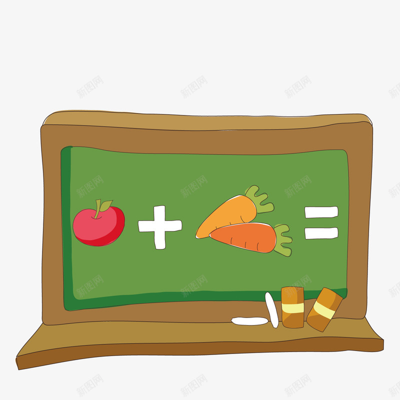黑板上的加减法矢量图ai免抠素材_新图网 https://ixintu.com 数学 蔬菜 黑板 矢量图