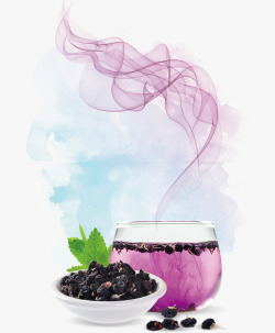 紫色黑枸杞茶养身实物黑枸杞平面装饰高清图片