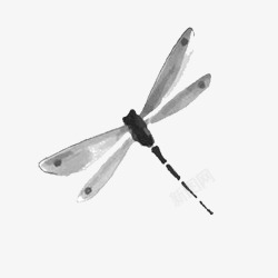 蜻蜓灰色水墨蜻蜓元素高清图片