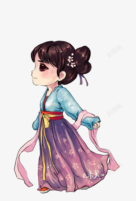 蓝色可爱少女q版汉服png免抠素材_新图网 https://ixintu.com 可爱 少女 汉服少女 蓝色