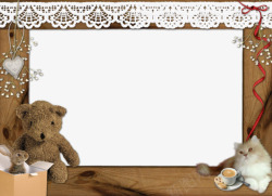玩具小熊和猫装饰边框素材
