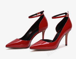 漆皮单鞋红色女士高跟鞋高清图片