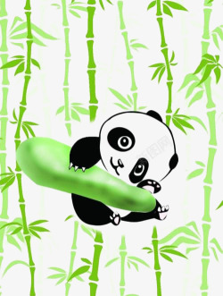 茂密的竹林可爱小熊猫竹林捧着瓜高清图片