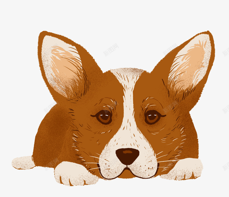 趴着的小狗手绘图png免抠素材_新图网 https://ixintu.com 动作 动物 卡通 可爱的 嘴巴 小狗 眼睛 趴着