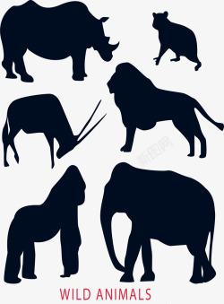 大象剪影创意动物剪影图标高清图片