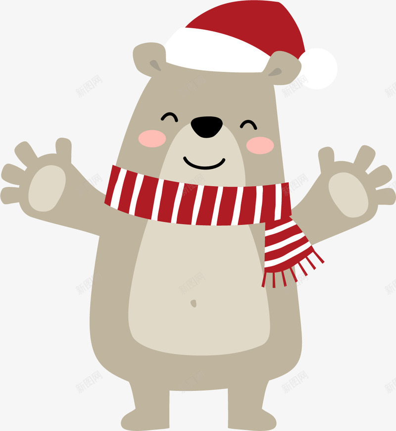 圣诞小熊png免抠素材_新图网 https://ixintu.com 动物 可爱的 圣诞帽 小熊 微笑 手绘 简图