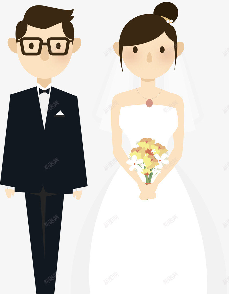 卡通婚礼插画矢量图ai免抠素材_新图网 https://ixintu.com 卡通 可爱 呆萌 婚礼插画 插画 结婚人物 矢量图