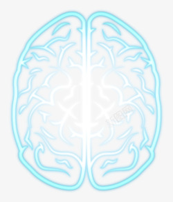 手绘发光蓝色大脑矢量图素材