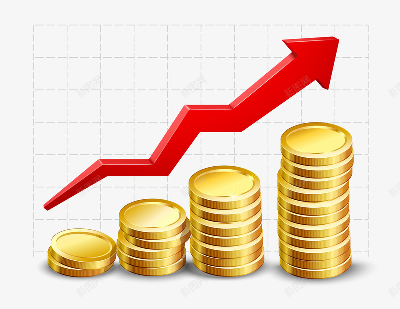 金币矢量图eps免抠素材_新图网 https://ixintu.com 3D PNG免抠图下载 商务 涨幅 箭头 金融 矢量图