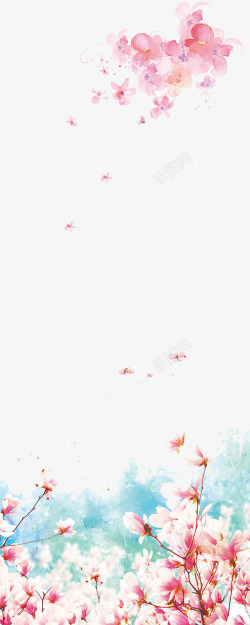 日系樱花富士山日系樱花背景片高清图片