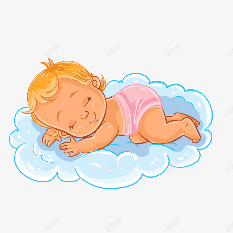 睡在云朵上的婴儿png免抠素材_新图网 https://ixintu.com 卡通 女孩 婴儿 微笑 手绘 母婴用品 白云 美梦