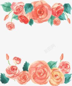 水彩手绘玫瑰边框素材