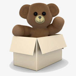 箱子里的小熊打招呼素材