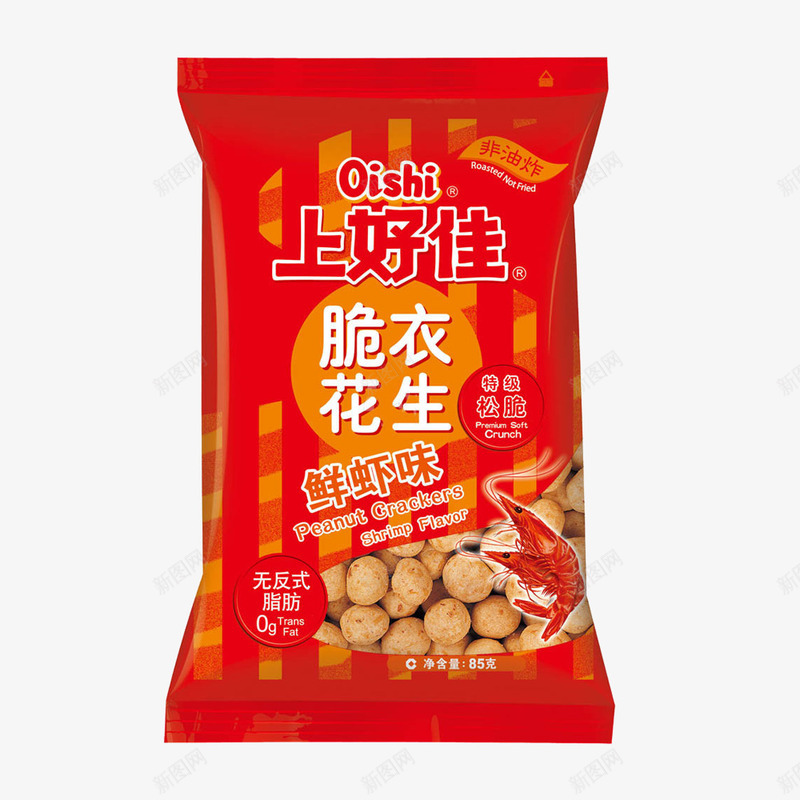 上好佳鲜虾味脆衣花生png免抠素材_新图网 https://ixintu.com 上好佳 休闲小食品 包装袋 海报宣传 花生 零食