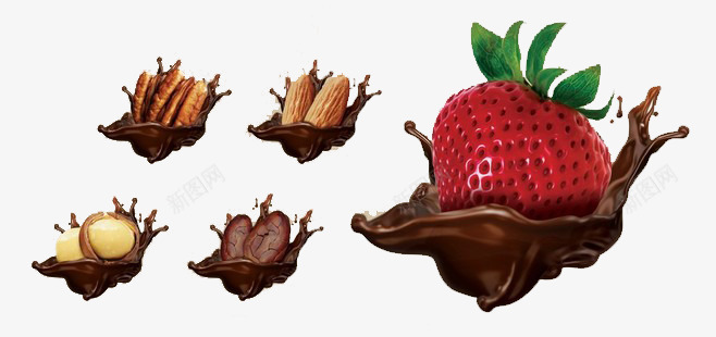 巧克力裹坚果png免抠素材_新图网 https://ixintu.com 巧克力 干果 棕黑 草莓