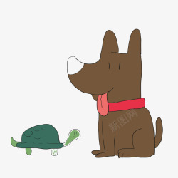 卡通小狗与乌龟素材