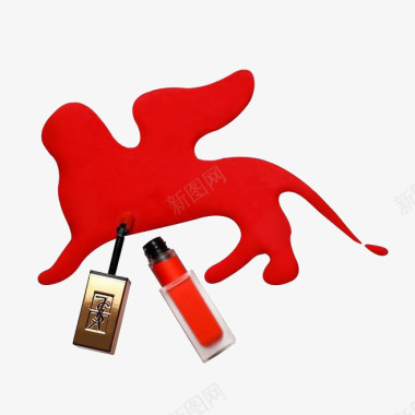 圣罗兰红色丝绒唇釉创意涂抹宣传图标图标