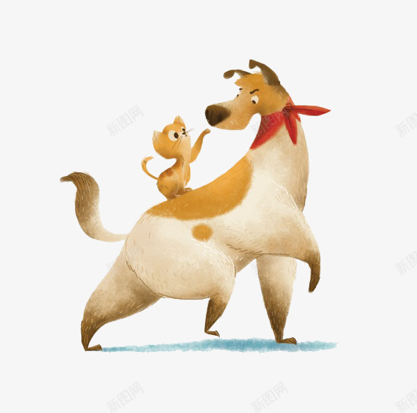 骑着小狗的小猫png免抠素材_新图网 https://ixintu.com 友谊 小狗 小猫 骑着