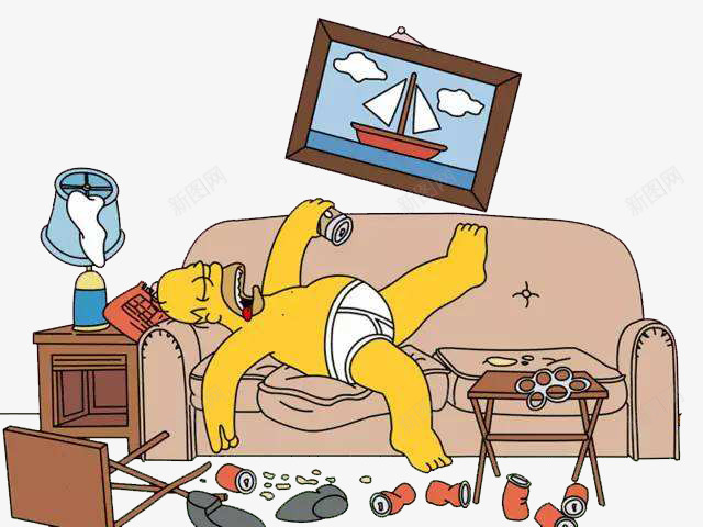 卡通躺在沙发上睡觉的酒鬼png免抠素材_新图网 https://ixintu.com 卡通 可爱 啤酒 懒惰 手绘 沙发 男士 躺在沙发上 酒鬼