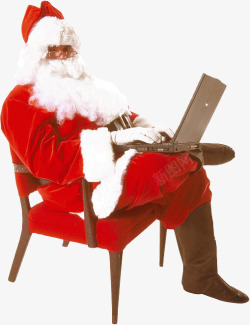 圣诞老人拿着电脑的圣诞老人素材