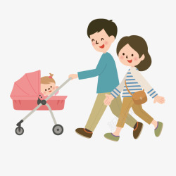 婴幼儿童推车人物人物爸爸妈妈带着宝高清图片