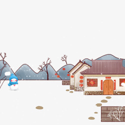 小房子免抠冬季乡村高清图片