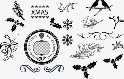 圣诞徽章一组圣诞节装饰元素矢量图高清图片