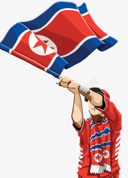 半岛挥舞朝鲜国旗插画高清图片