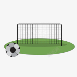 扁平网格绿色创意圆角足球射门元素矢量图高清图片