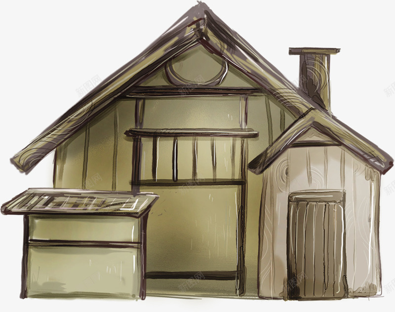 手绘创意合成木板房子png免抠素材_新图网 https://ixintu.com 创意 合成 房子 木板