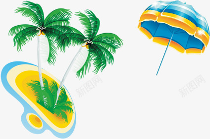 卡通活动手绘沙滩椰子树遮阳伞png免抠素材_新图网 https://ixintu.com 动手 卡通 椰子树 沙滩 遮阳伞