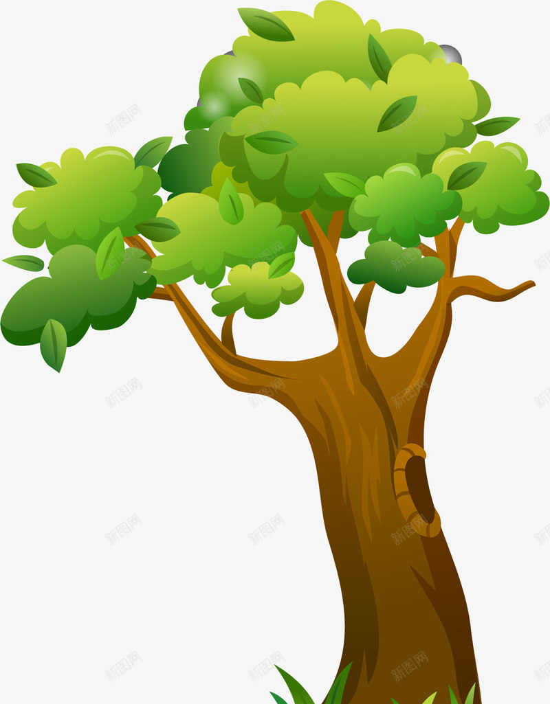 绿色卡通创意大树png免抠素材_新图网 https://ixintu.com 创意 卡通 大树 绿色
