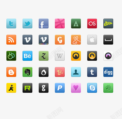 网页常用图标元素png_新图网 https://ixintu.com 图标元素 社交 网页